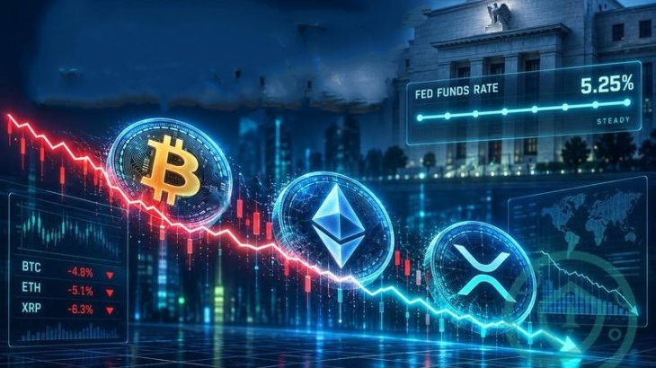 افت بیت کوین، اتریوم و ریپل با وجود ثبات نرخ بهره