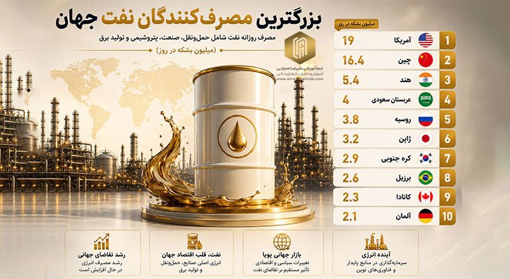 بزرگترین مصرف‌کنندگان نفت جهان کدام کشورها هستند؟
