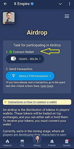 تایید اتصال به کیف پول در بازی ایکس امپایر