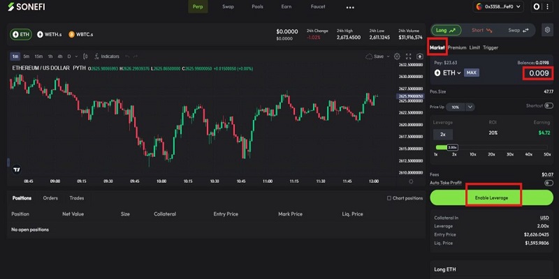 شروع پوزیشن خرید یا فروش در سونیوم