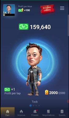 بخش Earn بازی Musk Empire