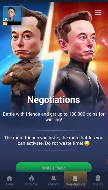 بخش Negotiation ایردراپ Musk Empire 