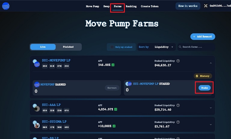 بررسی میزان نقدینگی در پلتفرم movepump