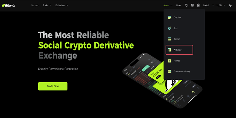 روش برداشت ارز دیجیتال از صرافی Bitunix