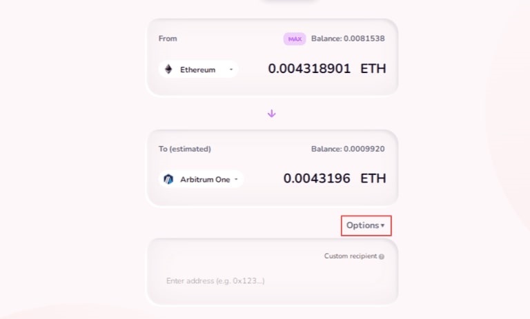 اتصال کیف پول برای انتقال آربیتروم