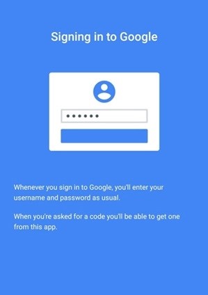 باز شدن برنامه Google authenticator 